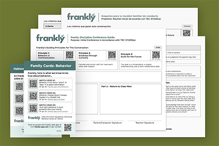 A collection of sample documents showcasing Frankly's resources for behavioral conversations