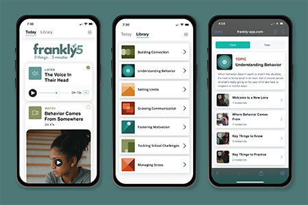 Screenshots of the Frankly web app on mobile devices
